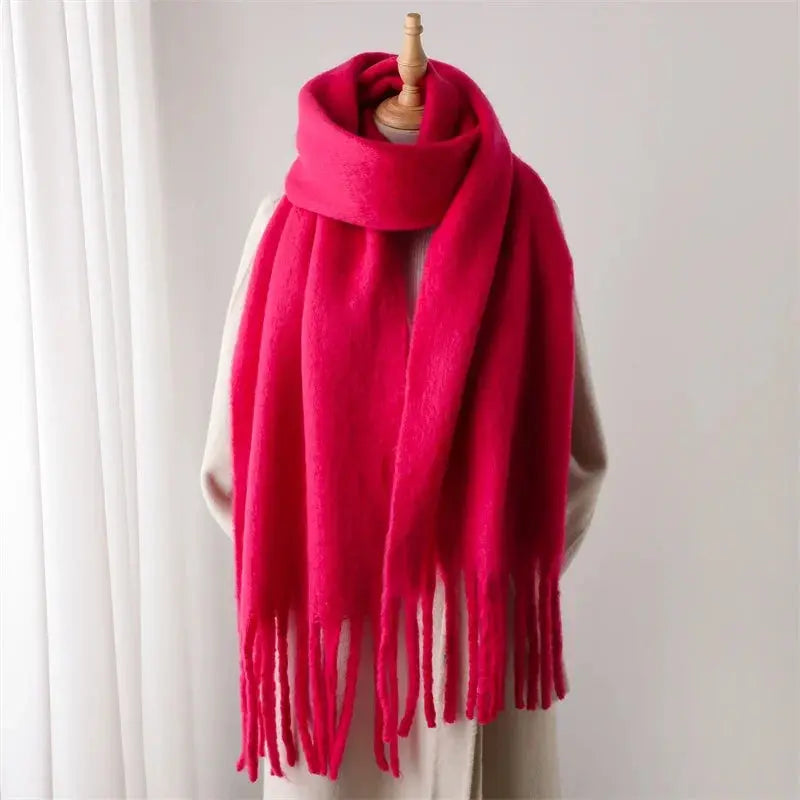 Winter Scarf for Women Cashmere Warm Solid Pashmina Blanket Wraps Female Thick Soft Bufanda Big Tassel Shawl Long Poncho Echarpe Novalie