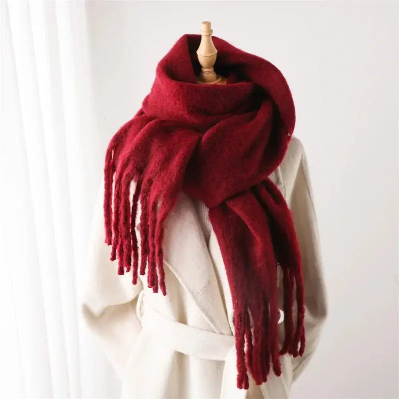 Winter Scarf for Women Cashmere Warm Solid Pashmina Blanket Wraps Female Thick Soft Bufanda Big Tassel Shawl Long Poncho Echarpe Novalie