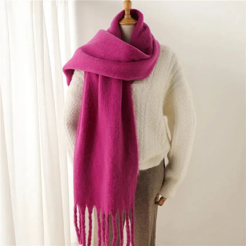 Winter Scarf for Women Cashmere Warm Solid Pashmina Blanket Wraps Female Thick Soft Bufanda Big Tassel Shawl Long Poncho Echarpe Novalie