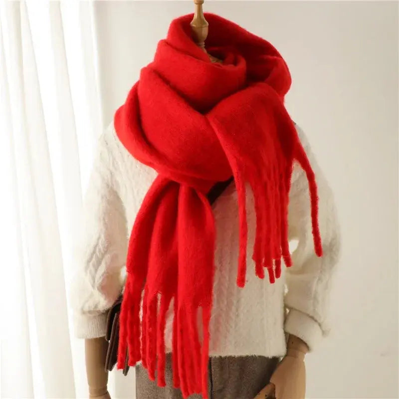 Winter Scarf for Women Cashmere Warm Solid Pashmina Blanket Wraps Female Thick Soft Bufanda Big Tassel Shawl Long Poncho Echarpe Novalie