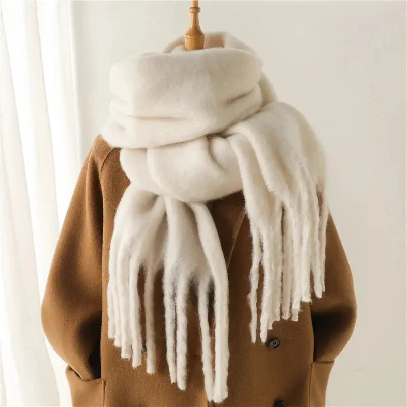Winter Scarf for Women Cashmere Warm Solid Pashmina Blanket Wraps Female Thick Soft Bufanda Big Tassel Shawl Long Poncho Echarpe Novalie