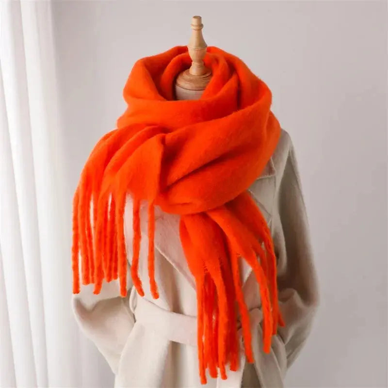 Winter Scarf for Women Cashmere Warm Solid Pashmina Blanket Wraps Female Thick Soft Bufanda Big Tassel Shawl Long Poncho Echarpe Novalie