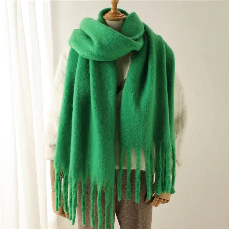 Winter Scarf for Women Cashmere Warm Solid Pashmina Blanket Wraps Female Thick Soft Bufanda Big Tassel Shawl Long Poncho Echarpe Novalie