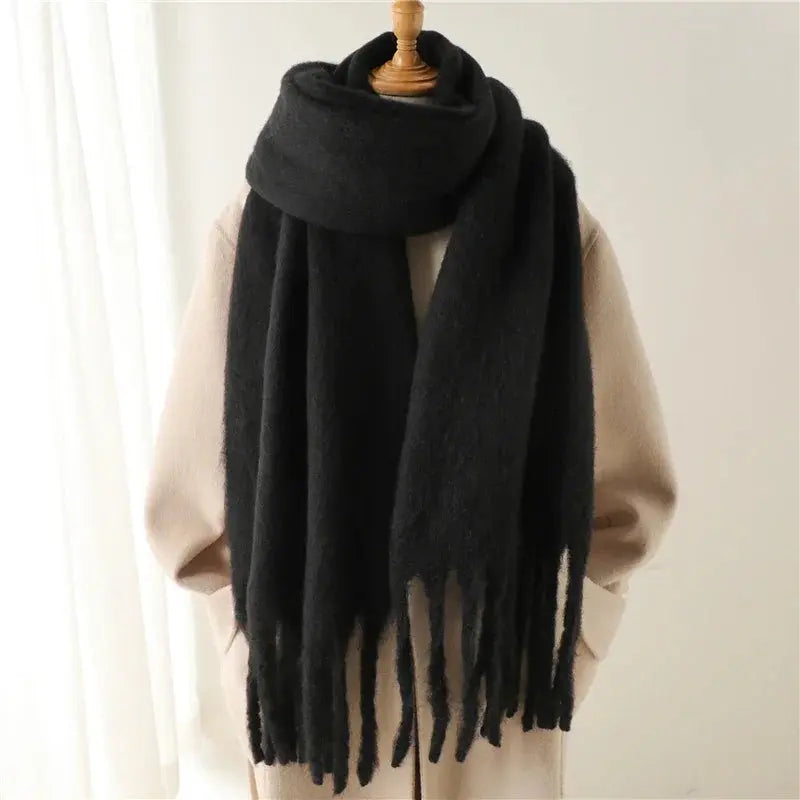 Winter Scarf for Women Cashmere Warm Solid Pashmina Blanket Wraps Female Thick Soft Bufanda Big Tassel Shawl Long Poncho Echarpe Novalie
