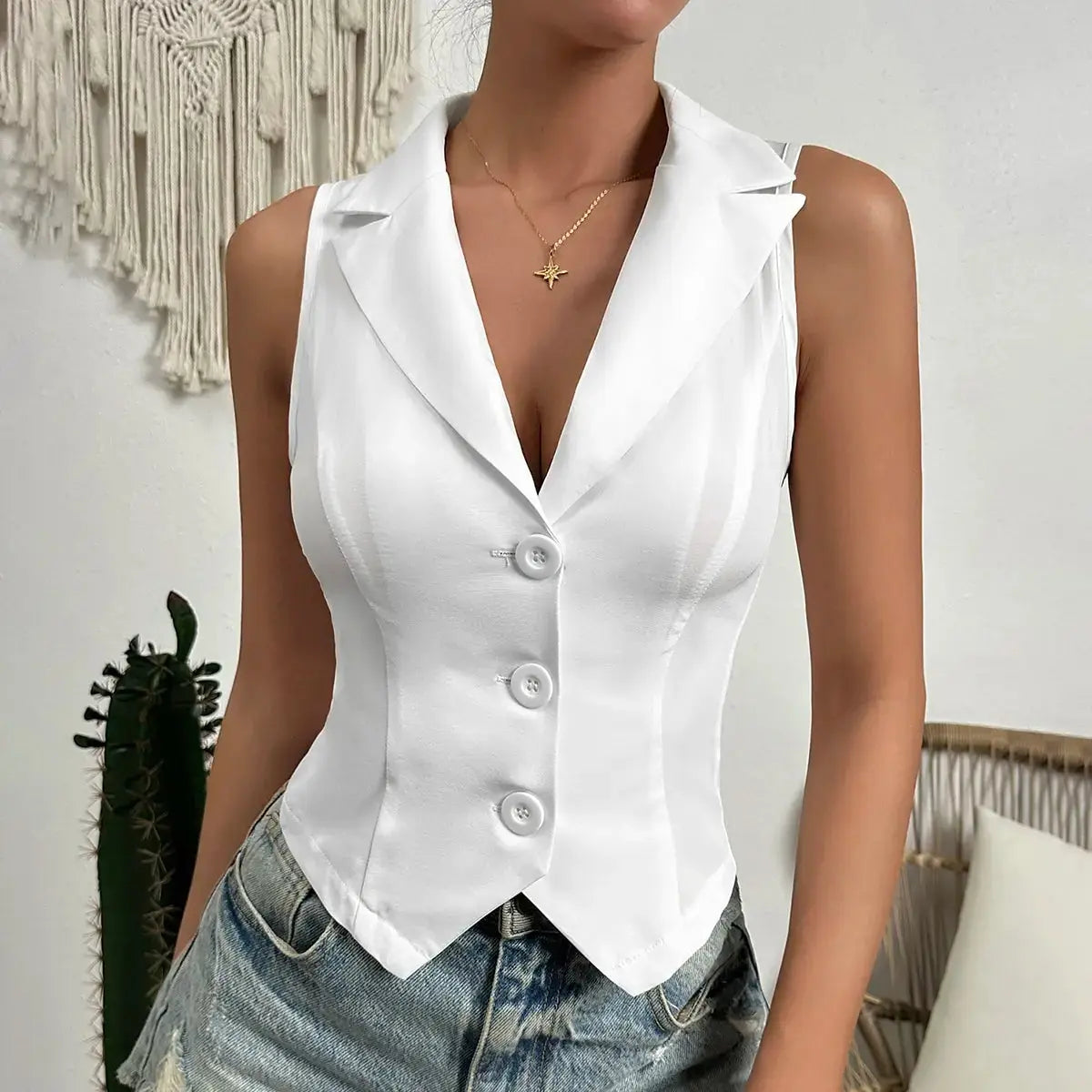Women's Slim Casual Vest - Spring 2025 Fashion. Minha loja