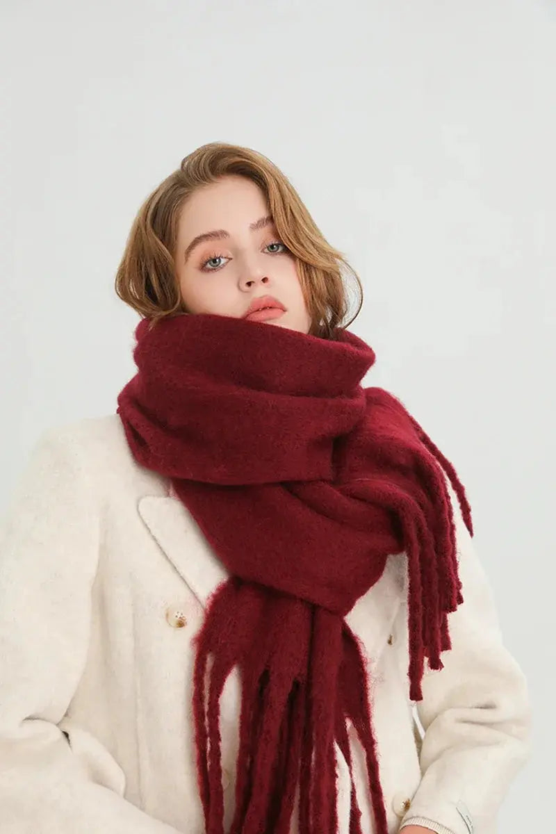 Winter Scarf for Women Cashmere Warm Solid Pashmina Blanket Wraps Female Thick Soft Bufanda Big Tassel Shawl Long Poncho Echarpe Novalie