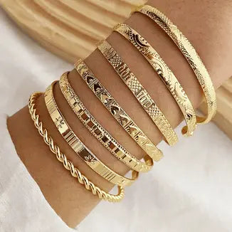 Gold Bracelets Punk Chic- Set of 7 Pieces Minha loja