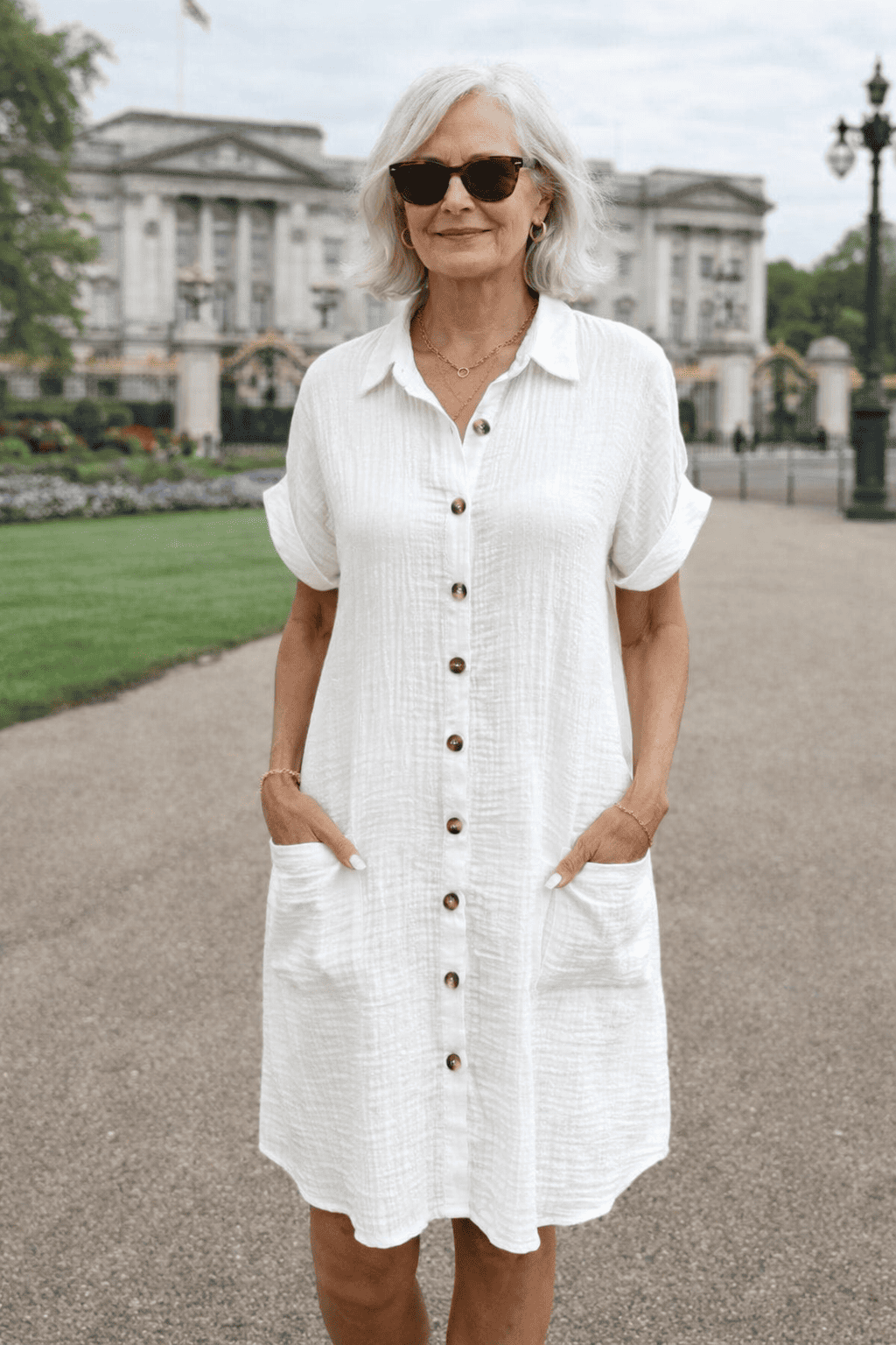 Women’s Cotton Linen V-Neck Mini Dress