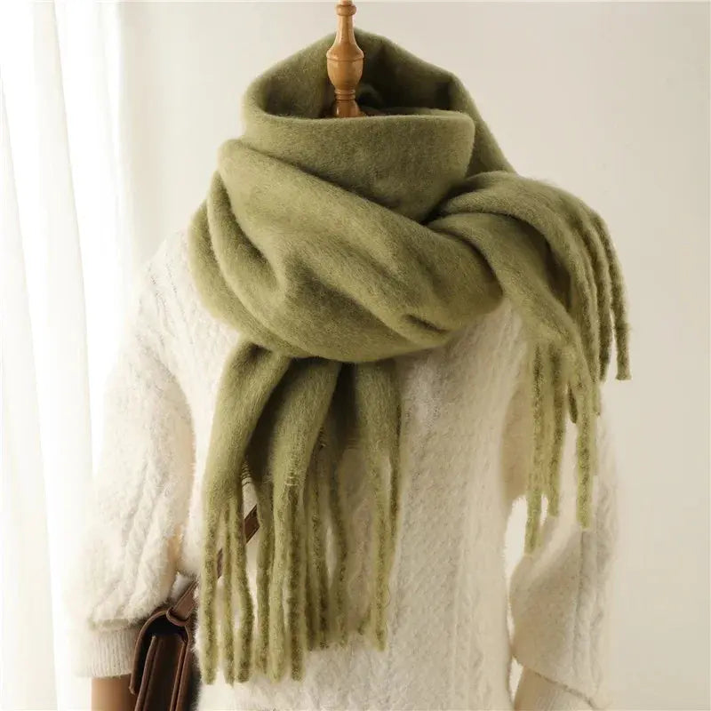 Winter Scarf for Women Cashmere Warm Solid Pashmina Blanket Wraps Female Thick Soft Bufanda Big Tassel Shawl Long Poncho Echarpe Novalie