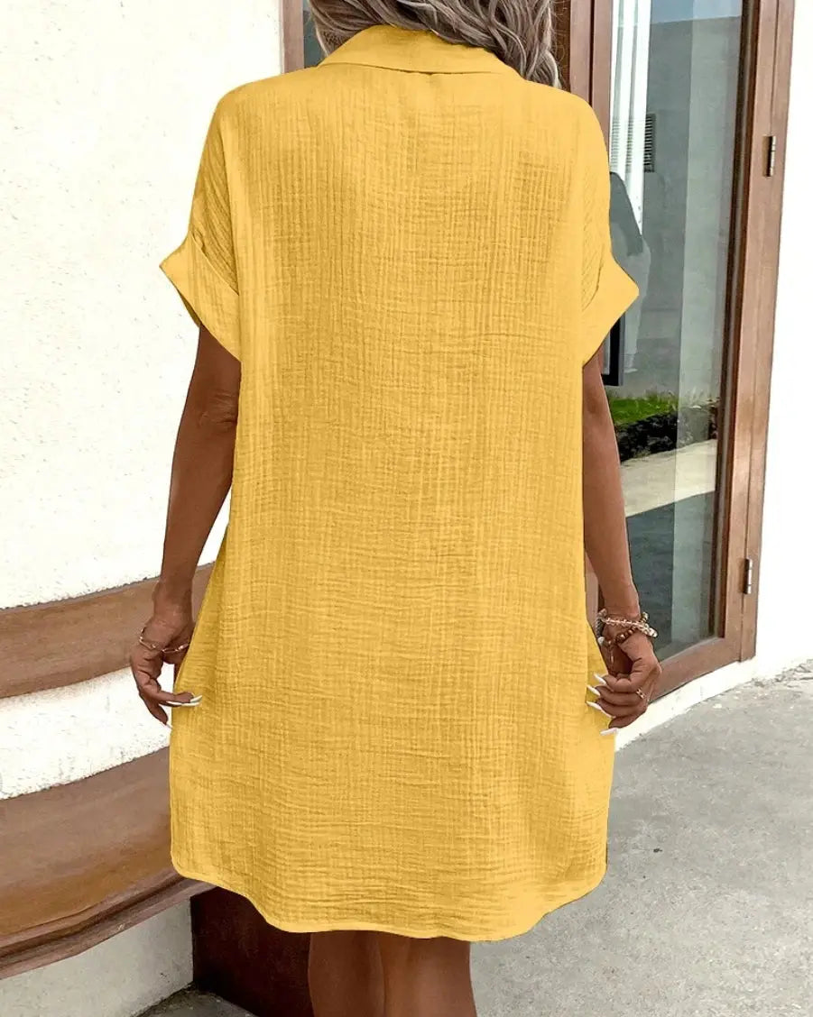Women’s Cotton Linen V-Neck Mini Dress Novalie