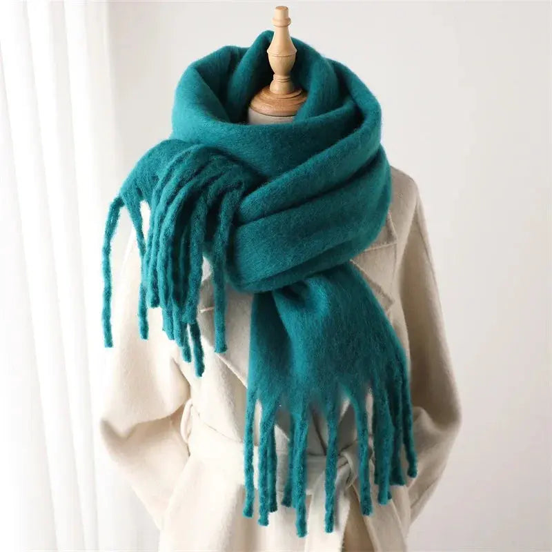 Winter Scarf for Women Cashmere Warm Solid Pashmina Blanket Wraps Female Thick Soft Bufanda Big Tassel Shawl Long Poncho Echarpe Novalie