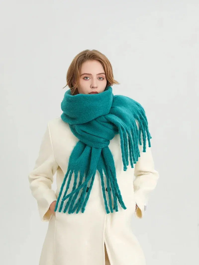 Winter Scarf for Women Cashmere Warm Solid Pashmina Blanket Wraps Female Thick Soft Bufanda Big Tassel Shawl Long Poncho Echarpe Novalie