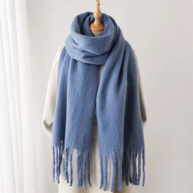 Winter Scarf for Women Cashmere Warm Solid Pashmina Blanket Wraps Female Thick Soft Bufanda Big Tassel Shawl Long Poncho Echarpe Novalie