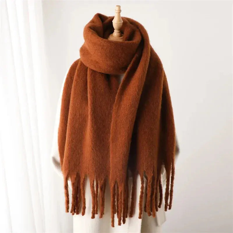 Winter Scarf for Women Cashmere Warm Solid Pashmina Blanket Wraps Female Thick Soft Bufanda Big Tassel Shawl Long Poncho Echarpe Novalie