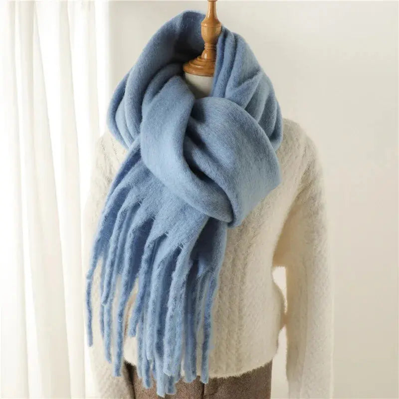 Winter Scarf for Women Cashmere Warm Solid Pashmina Blanket Wraps Female Thick Soft Bufanda Big Tassel Shawl Long Poncho Echarpe Novalie