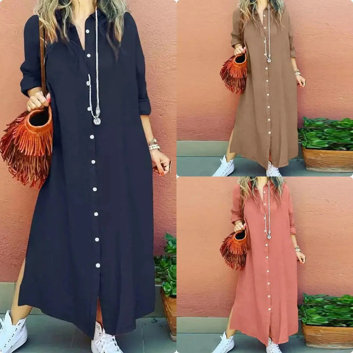 Fashion summer dress Long Summer Shirt Dress Novalie