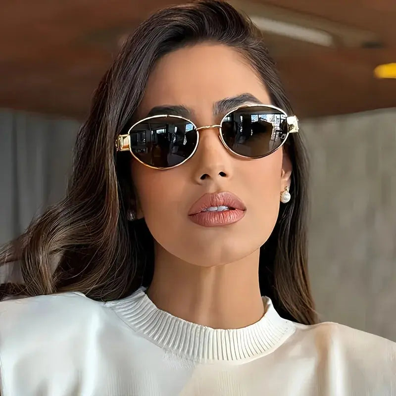 Oval Sunglasses - Classic Metal Frame. - Minha loja